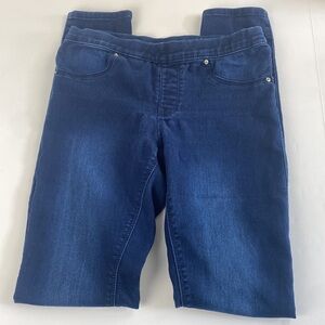 Pull-on dark wash elastic waist jeans denim stretchy jeggings skinny size 4